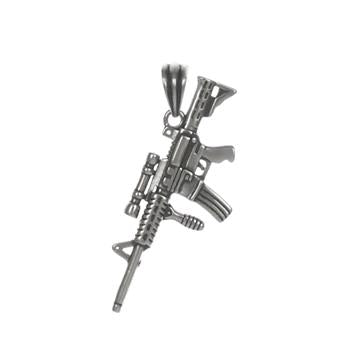 Sterling Silver Rifle Machine Gun Pendant