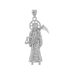 Sterling Silver Santa Muerte Micro Pave CZ Pendant