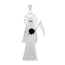 Load image into Gallery viewer, Sterling Silver Santa Muerte Black Onyx CZ Pendant