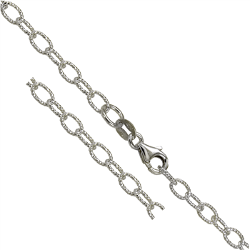 Italian Sterling Silver Oval Rolo DC Anklet