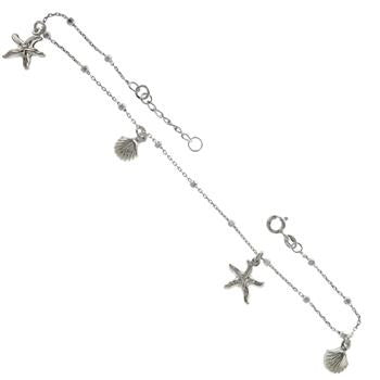 Italian Sterling Silver Starfish Seashell Anklet
