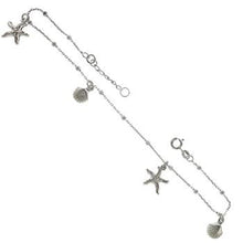 Load image into Gallery viewer, Italian Sterling Silver Starfish Seashell Anklet