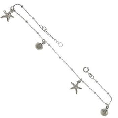 Italian Sterling Silver Starfish Seashell Anklet