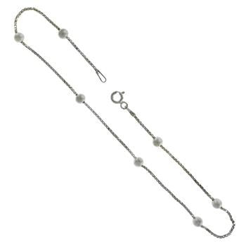 Sterling Silver DC Box Chain Bead Anklet