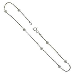 Sterling Silver DC Box Chain Bead Anklet