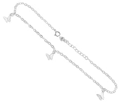 Sterling Silver Dangle Butterfly Charm Anklet