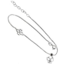 Load image into Gallery viewer, Sterling Silver Thin Curb Chain With SLiding Butterfly Four Leaf Clover Anklet