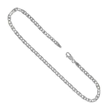 Italian Sterling Silver Flat D/C Valentin Anklet