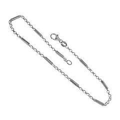 Italian Sterling Silver Rolo Alternate D/C Tube Anklet