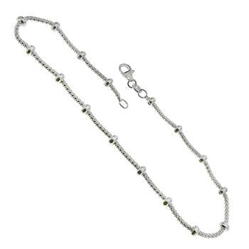 Italian Sterling Silver Popcorn Alternate Beads Anklet