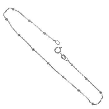 Italian Sterling Silver Rolo Alternate D/C Beads Anklet