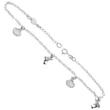 Load image into Gallery viewer, Italian Sterling Silver Shell Dolphin Anklet