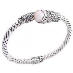 Sterling Silver Cultered Freshwater Pearl Cuff Bangle Bracelet
