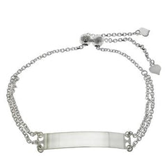 Sterling Silver Double Rolo DC Chain Adjustable ID Bracelet