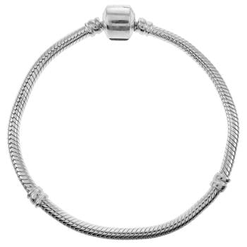 Sterling Silver Barrel Clasp Snake Chain Bracelet