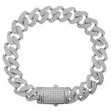 Sterling Silver Rhodium Plated CZ Cuban Link Bracelet