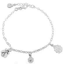 Load image into Gallery viewer, Sterling Silver Bee Flower Lady Bug Charm Bracelet