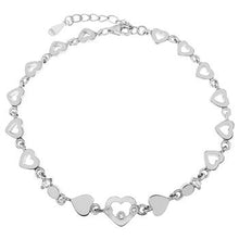 Load image into Gallery viewer, Sterling Silver Cutout Heart Rhodium Bracelet