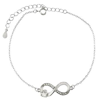 Sterling Silver Rhodium Plated Infinity CZ Bracelet