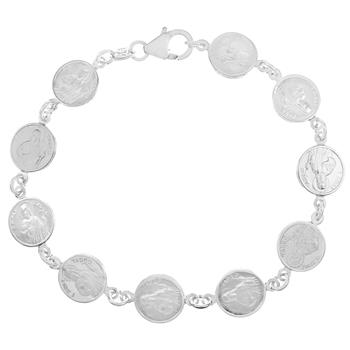 Sterling Silver Saint Jude Round Medal Bracelet