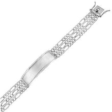 Load image into Gallery viewer, Sterling Silver Satin Finished 3 Strand Figaro Link ID Bracelet