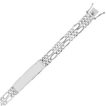 Load image into Gallery viewer, Sterling Silver Polished Double Figaro Link ID Bracelet