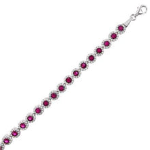 Load image into Gallery viewer, Sterling Silver White- Ruby Red CZ Tennis Rhodium Bracelet