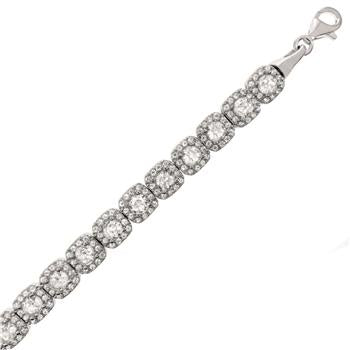 Sterling Silver Halo Cubic Zirconia Tennis Bracelet