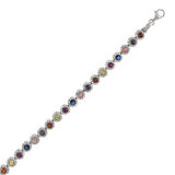 Sterling Silver Rhodium Plated Multicolored CZ Tennis Bracelet