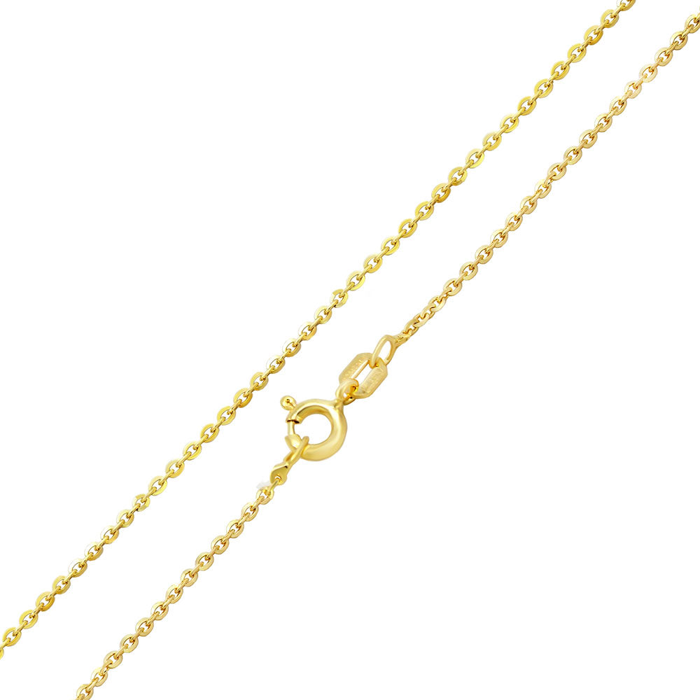 Sterling Silver Gold Plated Brilliant 1.3mm Round Flat Rolo Chain