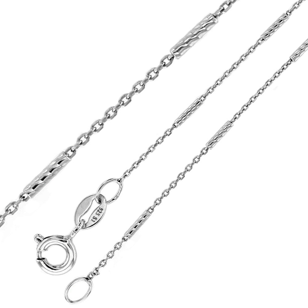 Sterling Silver Rhodium Plated D/C Tube Brite Chain