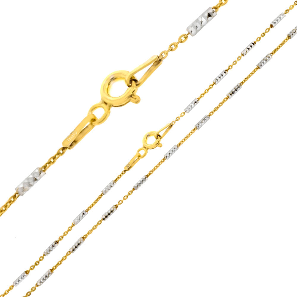 Sterling Silver Bi-Color 1.5mm Diamond Cut Tube Brite Chain