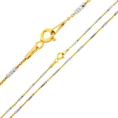 Sterling Silver Bi-Color 1.5mm Diamond Cut Tube Brite Chain