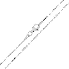 Sterling Silver 1.5MM Diamond Cut Rhodium plated Tube Brite Chain with Spring Clasp Closure