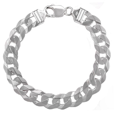 Italian Sterling Silver Flat Curb Chain And Bracelet