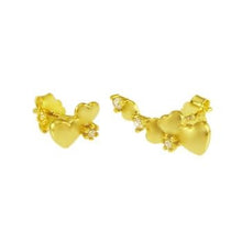 Load image into Gallery viewer, Sterling Silver Gold Plated Asymmetric Heart CZ Stud Earrings