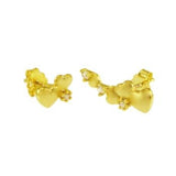 Sterling Silver Gold Plated Asymmetric Heart CZ Stud Earrings