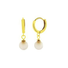 Load image into Gallery viewer, Sterling Silver Gold Plated Huggie Pearl Drop Earrings