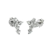 Load image into Gallery viewer, Sterling Silver Rhodium Cross CZ Stud Earrings
