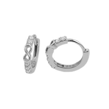 Sterling Silver Infinity Pave CZ Huggie Earrings