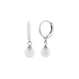 Sterling Silver Pearl Dangle Huggie Earring