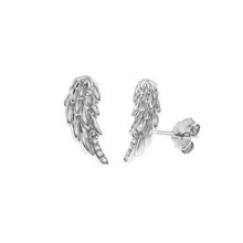 Load image into Gallery viewer, Sterling Silver Rhodium CZ Angel Wing Stud Earrings