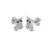 Sterling Silver Rhodium Owl CZ Stud Earrings