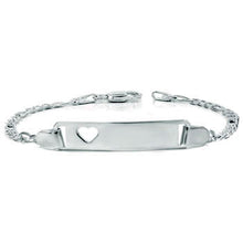 Load image into Gallery viewer, Italian Sterling Silver Figaro ID With Heart Baby Bracelet