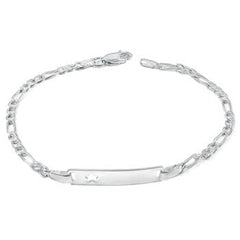 Italian Sterling Silver Figaro 6mm ID With Star Baby Bracelet