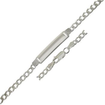Sterling Silver 4.2mm Flat Curb ID Bracelet