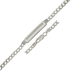 Sterling Silver 4.2mm Flat Curb ID Bracelet