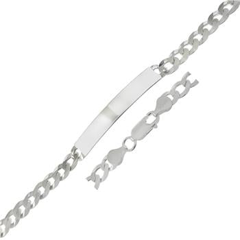 Sterling Silver 7.5mm Flat Curb ID Bracelet