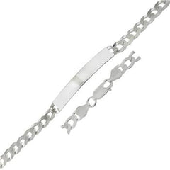 Sterling Silver 7.5mm Flat Curb ID Bracelet