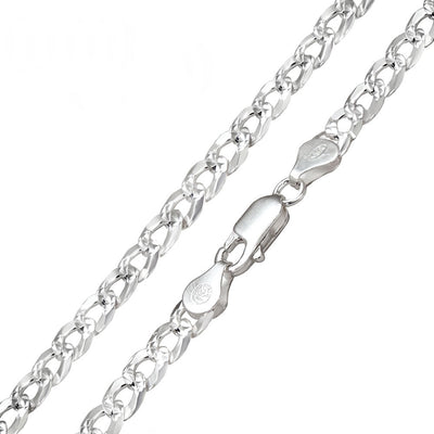 Sterling Silver Super Flat Curb Diamond Cut 150-5MM Chain